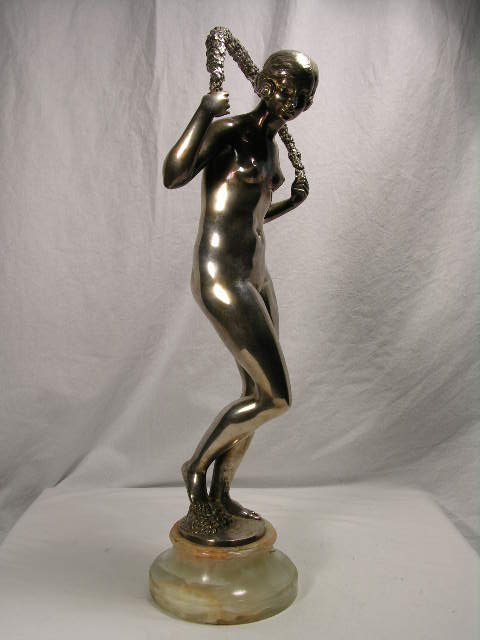 JOE DESCOMPS:BRONZE SCULPTURE. "GIRL WITH GARLAN - 5