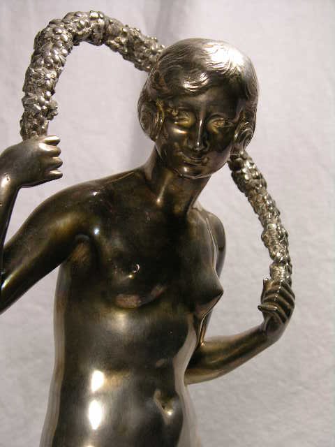 JOE DESCOMPS:BRONZE SCULPTURE. "GIRL WITH GARLAN - 6