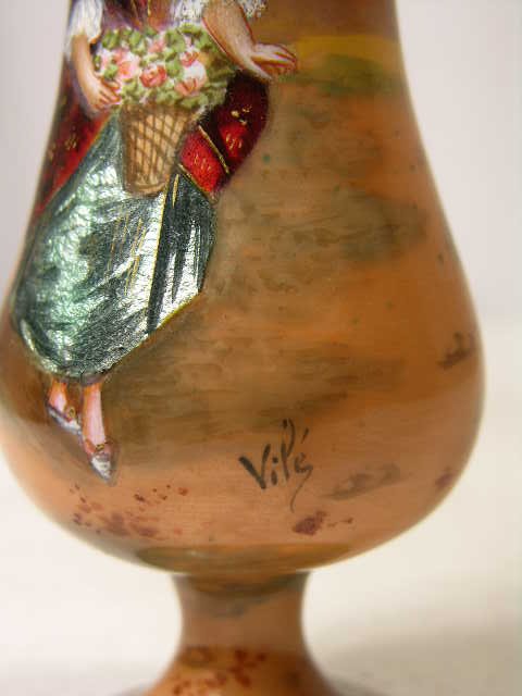 FRENCH MINATURE ENAMELLED VASE OF AN ELEGANT WOMA - 2