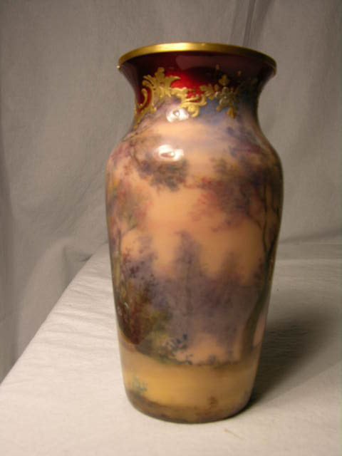 SMALL HAND ENAMELED VASE. A WOMAN AMID A FOREST - 2