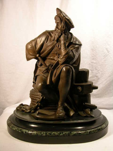 BRONZE SCULPTURE OF CHRISTOPHER COLUMBUS IN A SIT