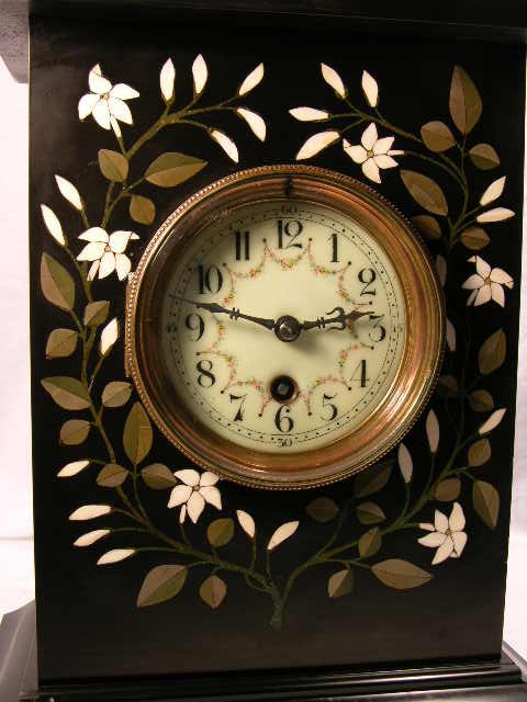 ANTIQUE PIETRA DURA CLOCK WITH HAND PAINTED DIAL. - 2