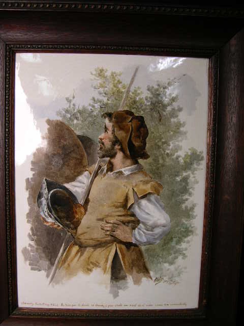 PAINTING OF DON QUIXOTE ON A PORCELAIN PLAQUE. IM - 2