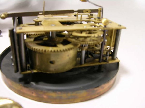 ANTIQUE WALL CLOCK WITH PENDULUM. OVERALL LENGTH - 7