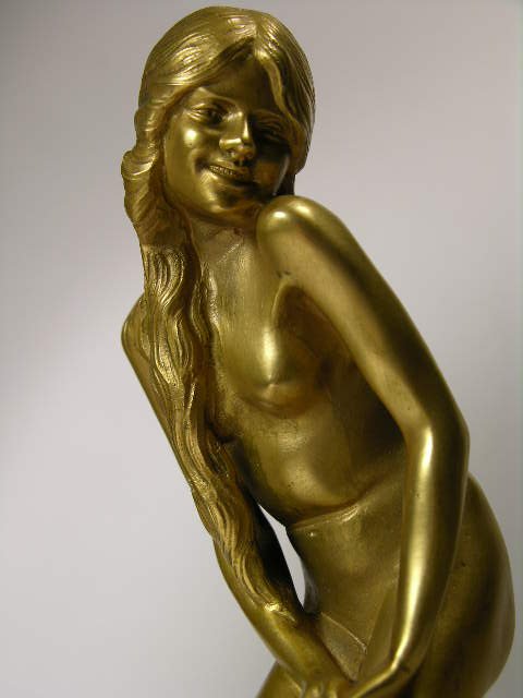 A. CARON: GILT BRONZE FIGURE OF A NUDE. - 3