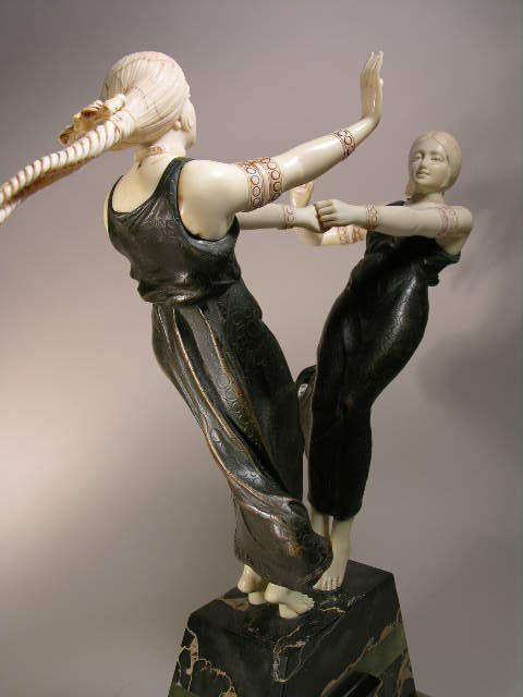 A. GILBERT: BRONZE SCULPTURE OF TWO YOUNG GIRLS. - 5
