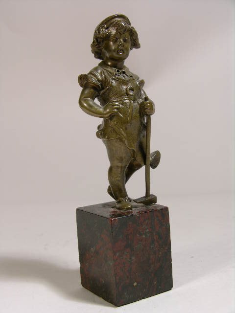 BRONZE FIGURE OF A YOUNG GIRL WITH HAMMER.