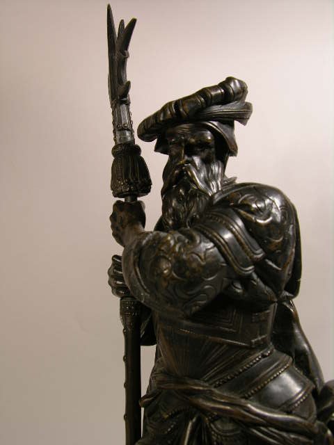 A. CARRIER BRONZE FIGURE OF A MAN WITH WEAPON. - 2