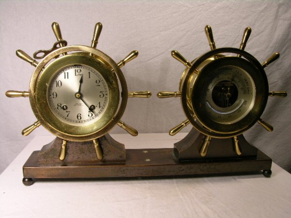 CHELSEA SHIPS CLOCK AND BAROMETER. "PILOT/CLAREM