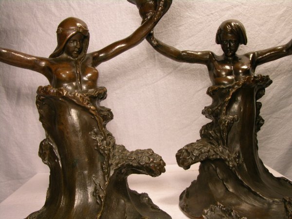 ART NOUVEAU BRONZE CANDELABRAS. - 4