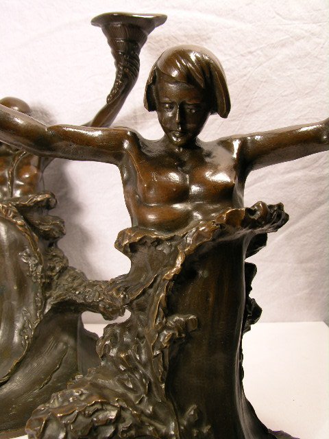 ART NOUVEAU BRONZE CANDELABRAS. - 6