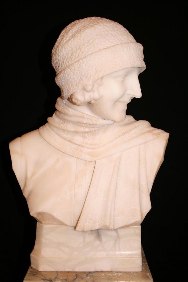 ANTIQUE CARVED ALABASTER SCULPTURE THIS ART D