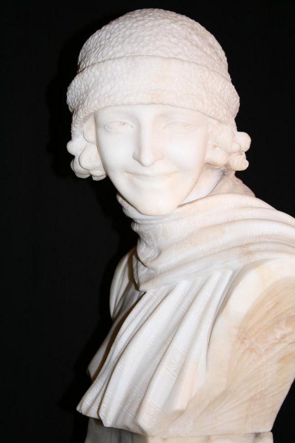 ANTIQUE CARVED ALABASTER SCULPTURE THIS ART D - 2