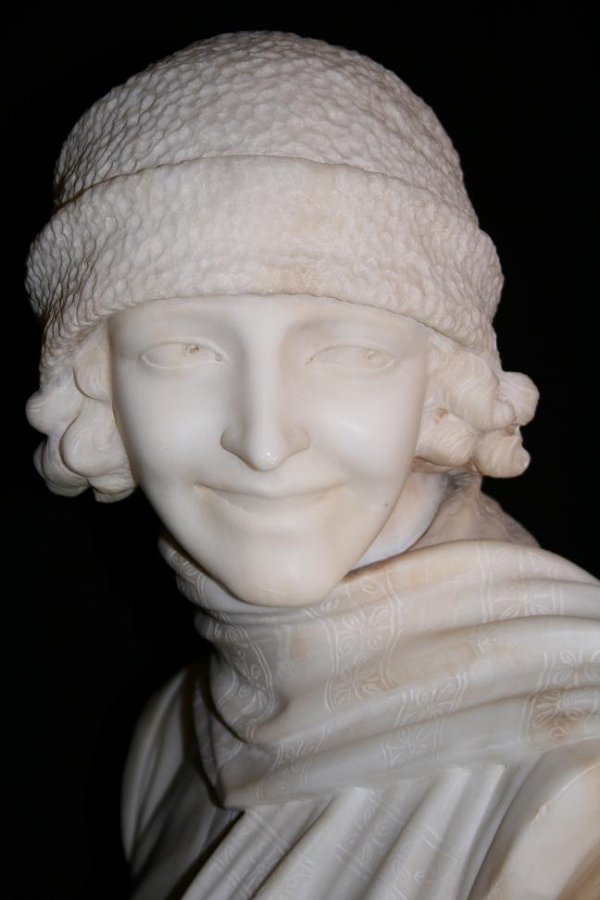 ANTIQUE CARVED ALABASTER SCULPTURE THIS ART D - 5