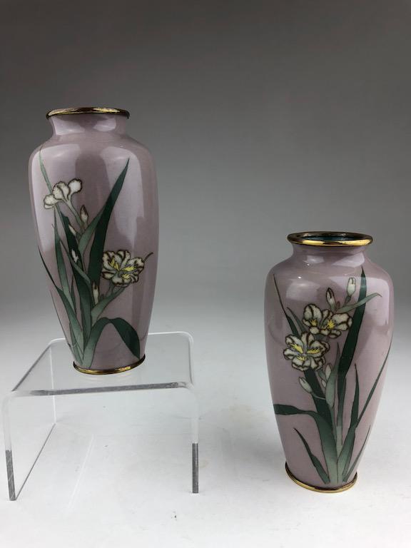 Circa 1920 Japanese pair of cloisonne vases decorated (1 of 6)