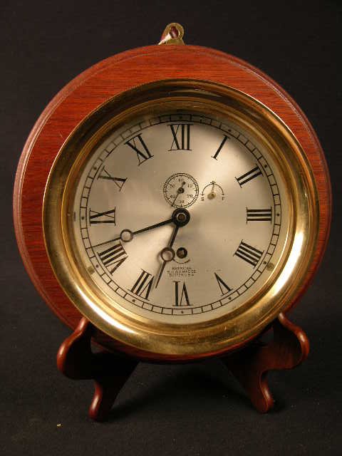 CHELSEA CLOCK (AMERICAN). DIAL STAMPED AMERICAN S: CHELSEA CLOCK (AMERICAN). DIAL STAMPED AMERICAN S.G. & V. MFG. CO. BOSTON, MA. U.S.A. DIAMETER 6". CIRCA 195O.