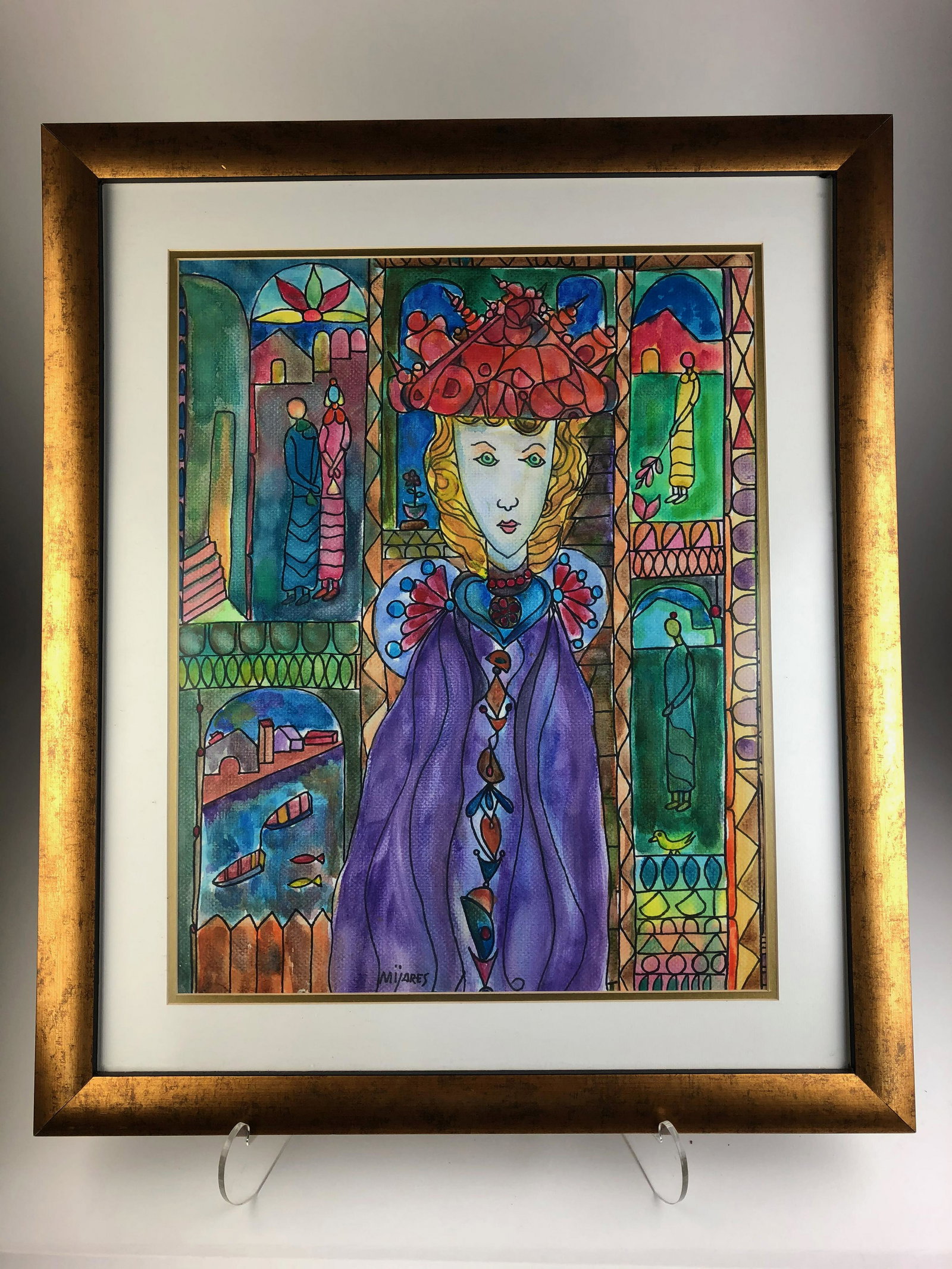 Jose Mijares, (Jose Marie Mijares Fernandez,: Jose Mijares, (Jose Marie Mijares Fernandez, Cuba-Miami,1921-2004). Watercolor on paper. Signed bottom center. Viewing area 18 1/4 inches x 23 1/4 inches. Framed 22 1/2 inches x 26 1/2 inches.
