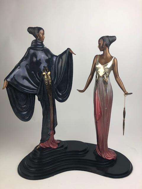 Erte (Romain de Tirtoff, French, 1892-1990). "Dream: Erte (Romain de Tirtoff, French, 1892-1990).A cold painted bronze figurine titled "Dream Birds".Signed in the base "364/500 c 1988 Seven Arts, LTD London".Overall height 18 inches.