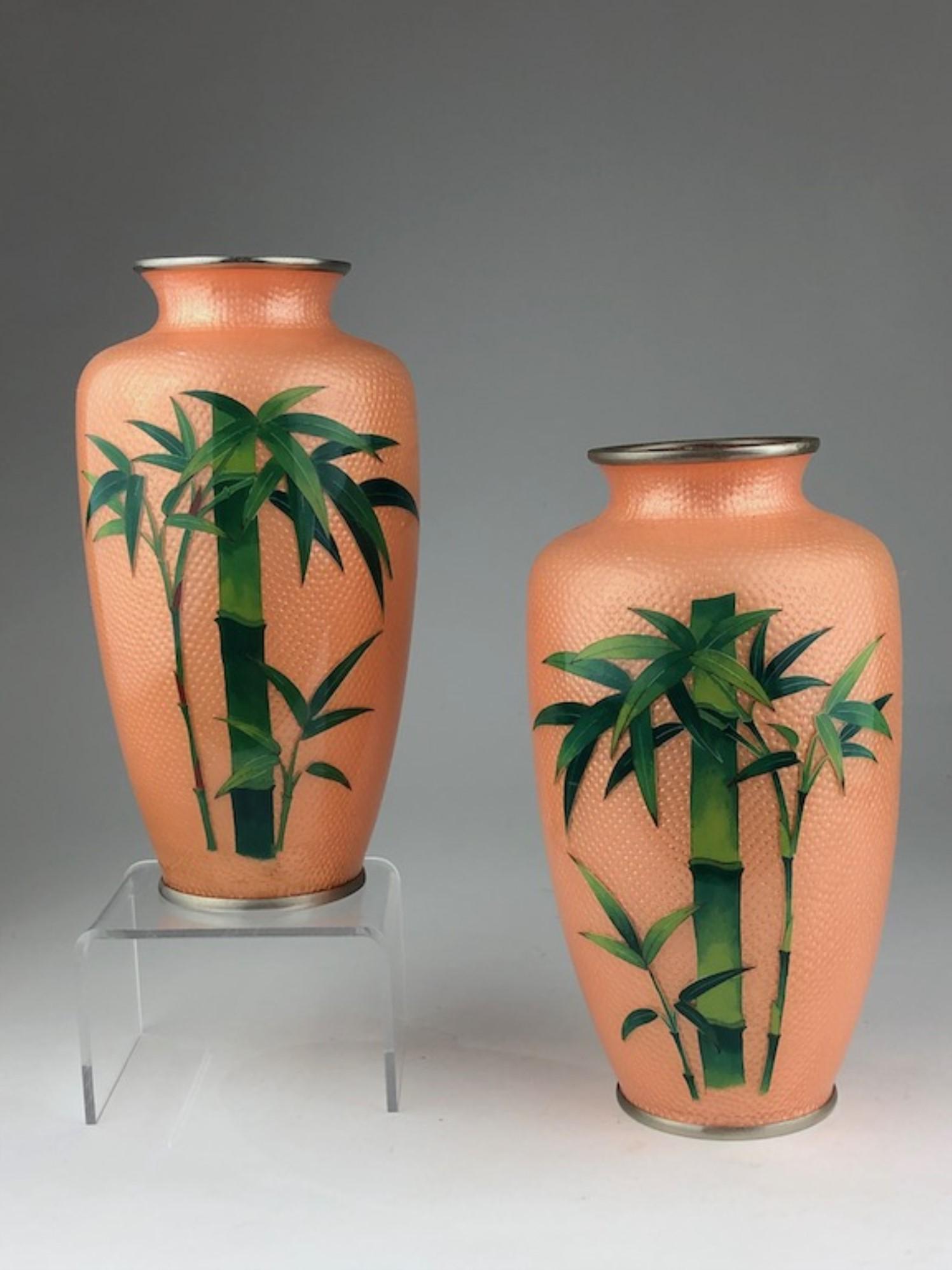 Circa 1920 Japanese pair of cloisonne and foil vases (1 of 6)
