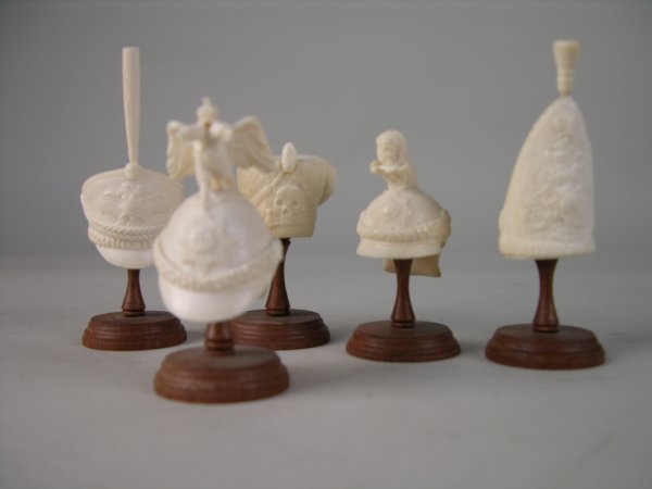 IVORY CARVINGS Set of 5 ivory carvings of Military