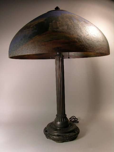 HANDEL REVERSE PAINTED TABLE LAMP.
