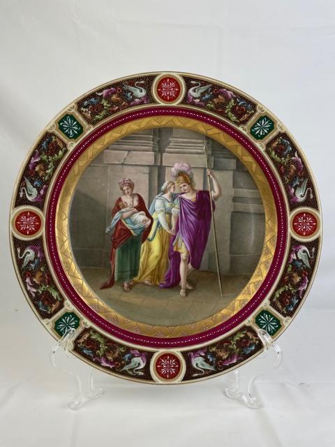 Royal Vienna plate decorated with three adults standing (1 of 6)