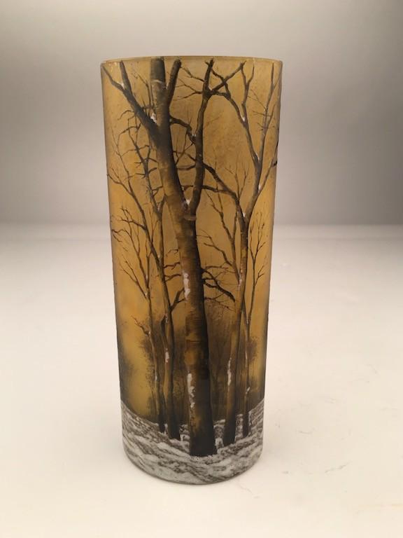 Daum winter scene vase, ovoid in shape. (1 of 7)