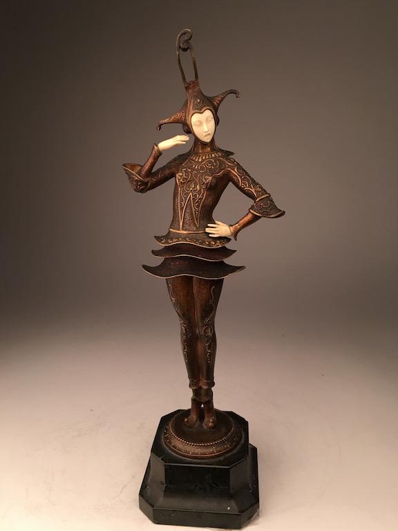 Gustav Schmidt-Cassel, German (1867-1954).: Gustav Schmidt-Cassel, German (1867-1954).Bronze figure of an Art Deco performerSigned Schmidt-Cassel Frc. in the bronze.Height of figure 11 1/4". Overall height with base 13 1/4".