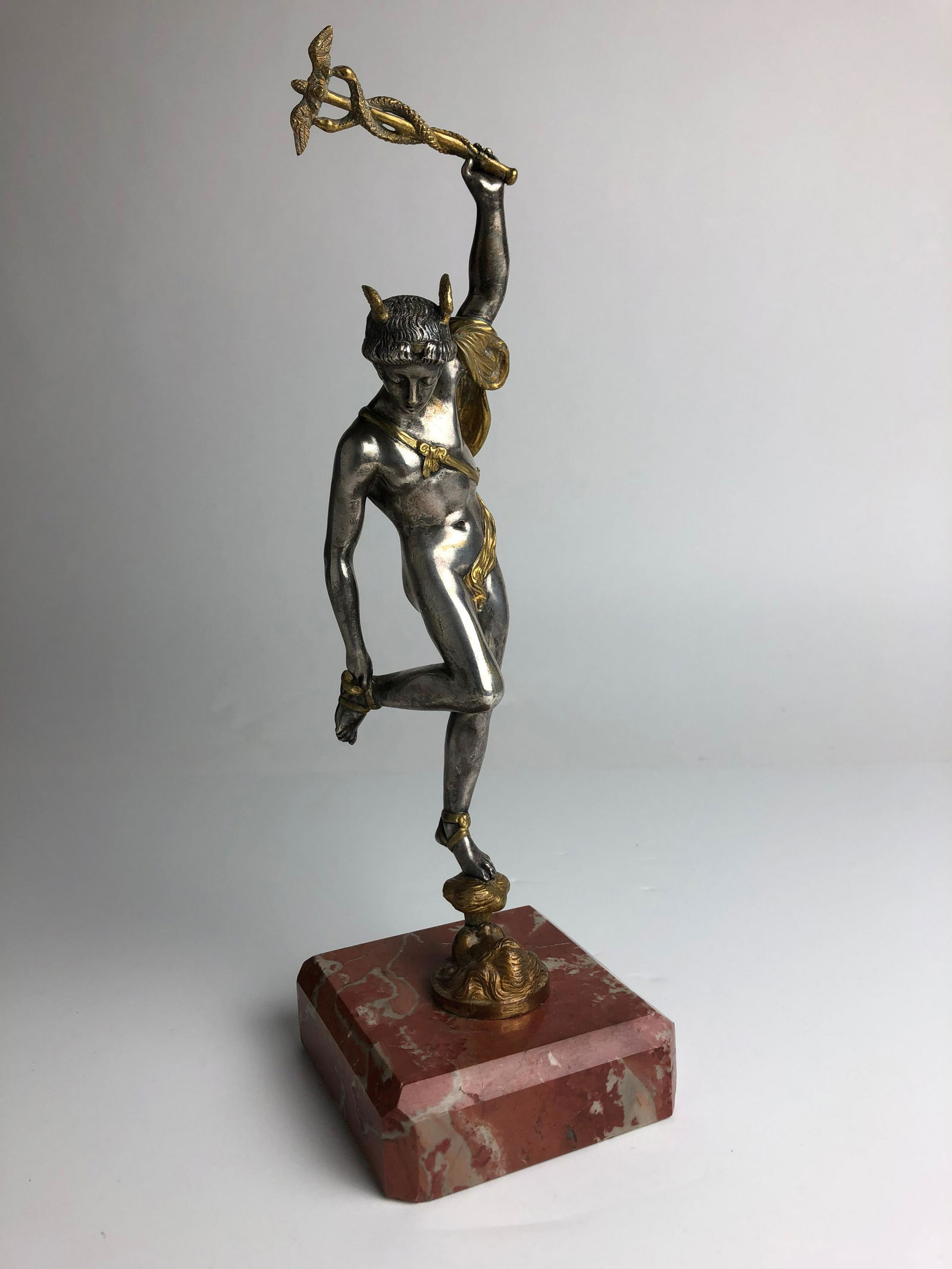 Gold gilt and silver figure of Mercury mounted on a (1 of 7)