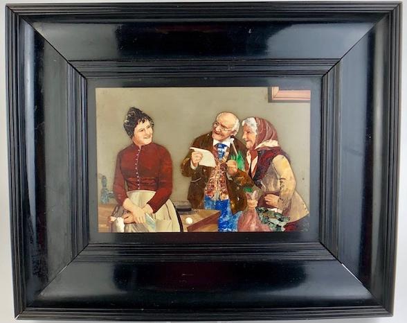 Antique pietra dura (hard stone) plaque of a man and (1 of 5)