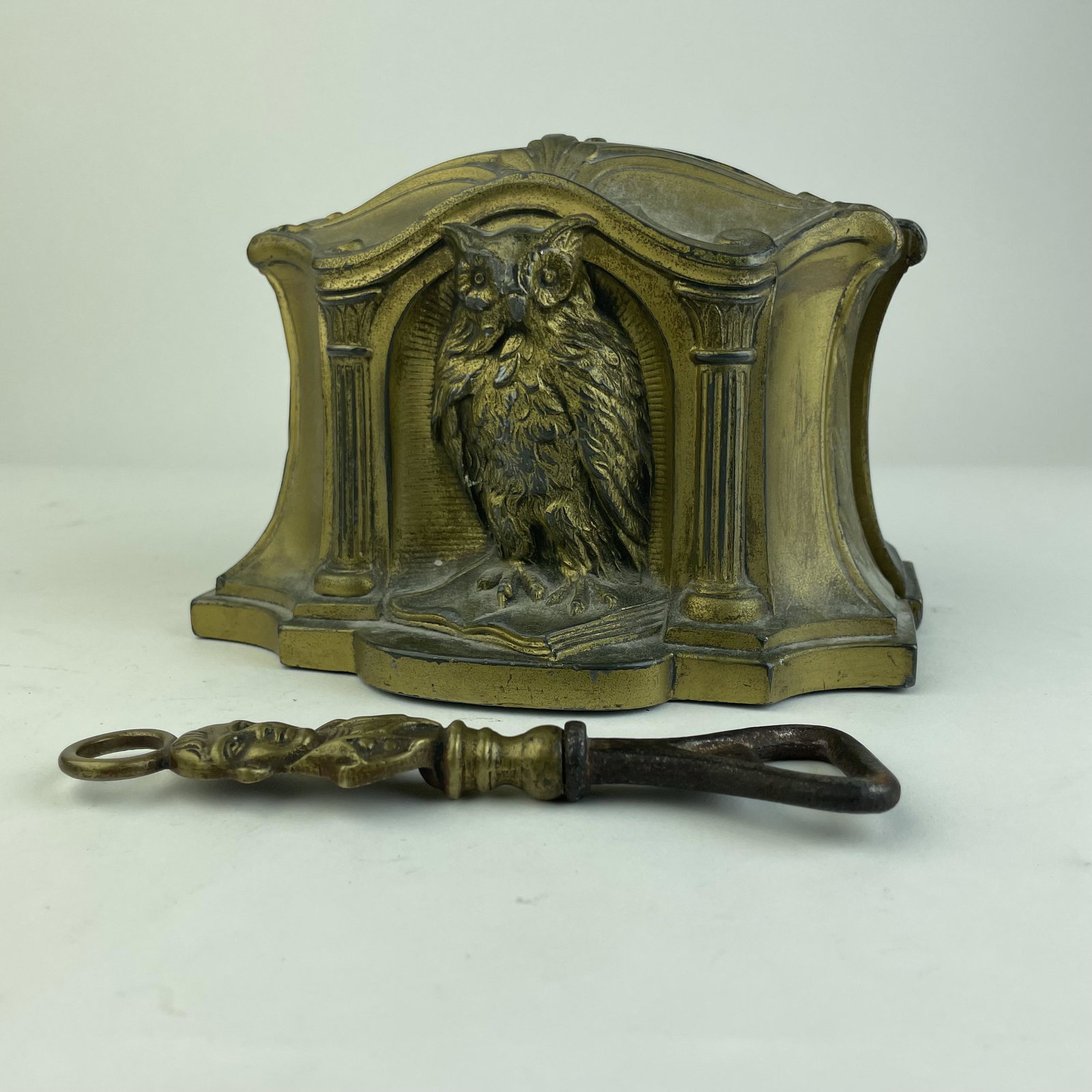 Vintage 4 3/4 inches tall white metal Owl bookends witha Napoleon bottle opener. (1 of 8)