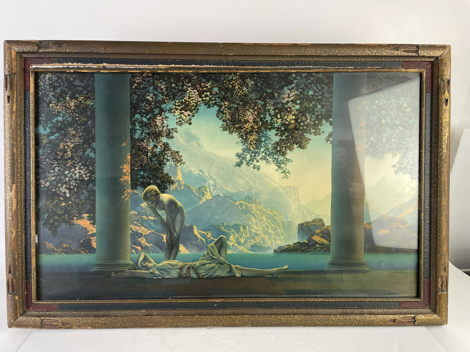 Maxwell Parrish print with painted wood frame. (1 of 3)