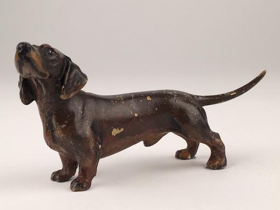 Antique Vienna cold painted bronze figure of a dog. (1 of 4)