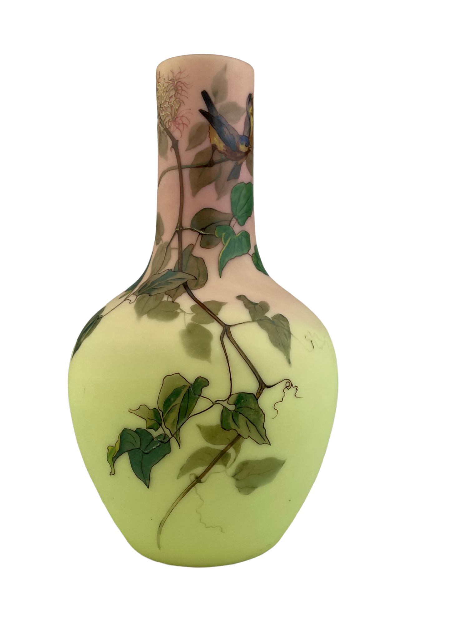 Thomas Webb and Sons, English.: Thomas Webb and Sons, English.19th century vase, circa 1890.Marked with a butterfly, as well as marked on the bottom "Webb and Sons".Height 9 1/4 inches.