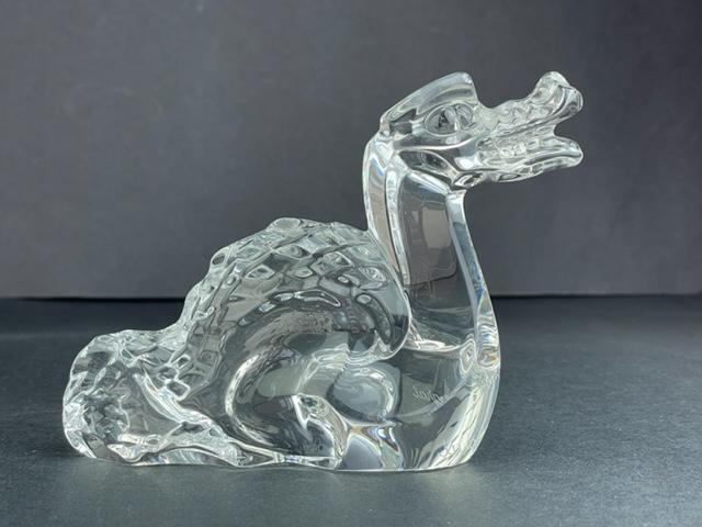Baccarat France clear crystal Dragon.: Baccarat France clear crystal Dragon. Marked with loco and signed "Baccarat. Length 5 1/2 inches. Height 3 3/4 inches. Depth 1 1/2 inches.
