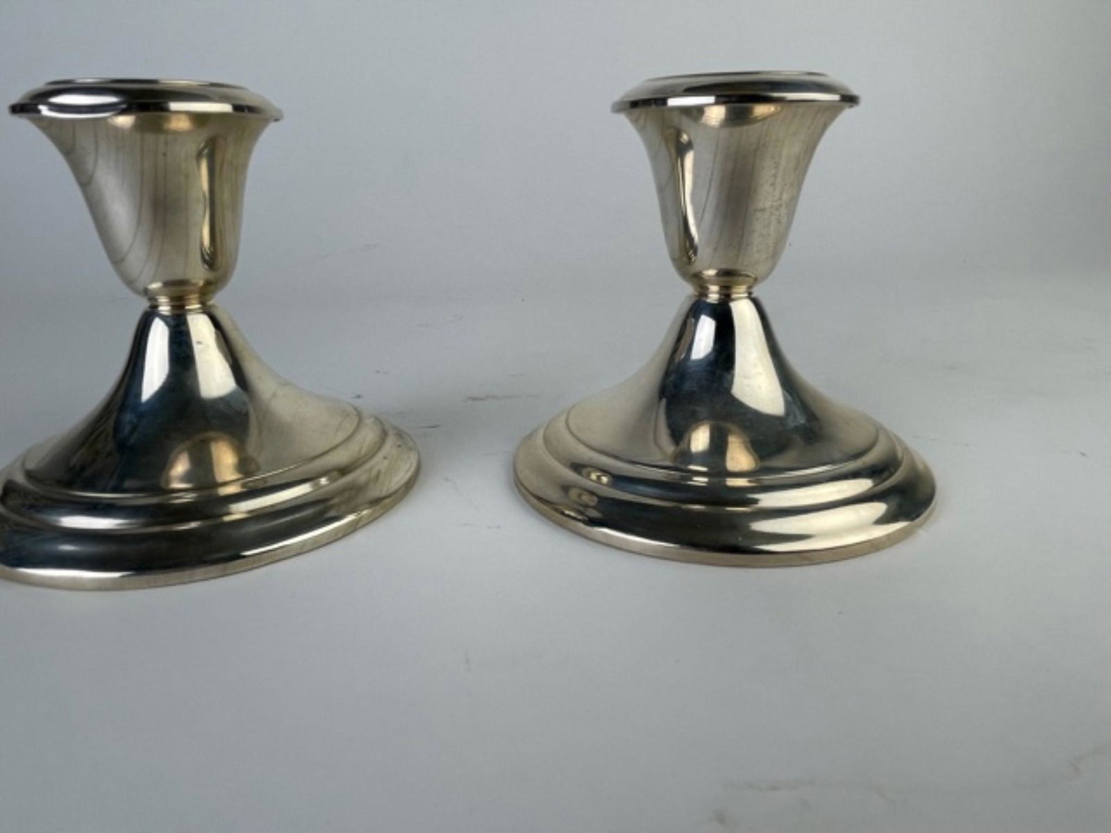 Gorham sterling silver weighted and reinforced candlesticks. (1 of 4)