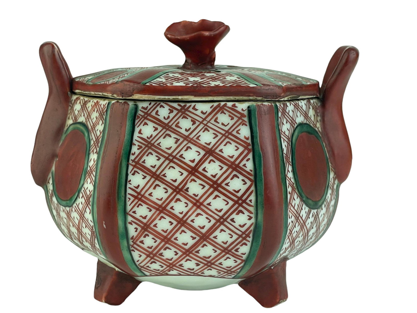 Japanese porcelain covered incense burner.: Japanese porcelain covered incense burner. Height 4 inches.