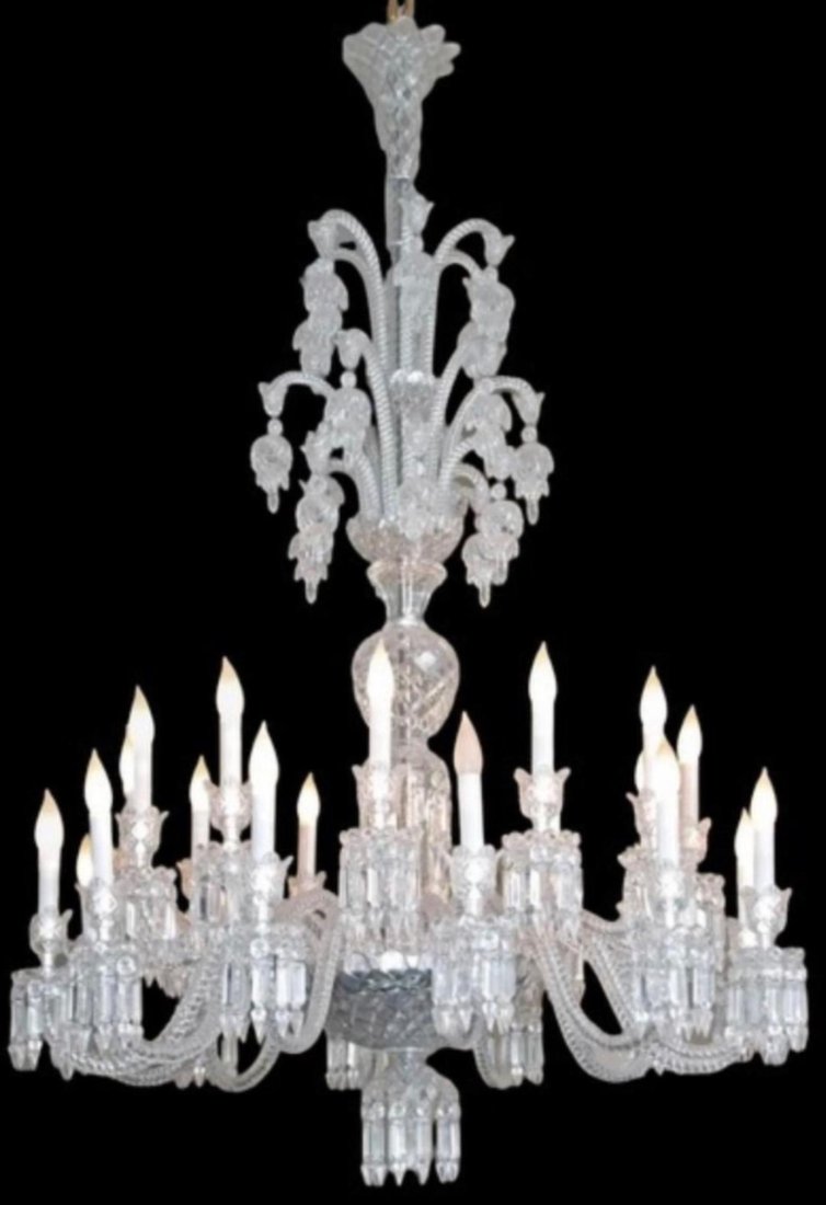 Baccarat chandelier with 24 arms and 24 lights.: Baccarat chandelier with 24 arms and 24 lights.Approx. 66 inches tall x 36 inches wide.In perfect condition.THIS IS PACKED AND READY TO SHIP.