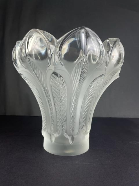 Lalique France "Esna" crystal vase in clear and frosty glass. (1 of 6)
