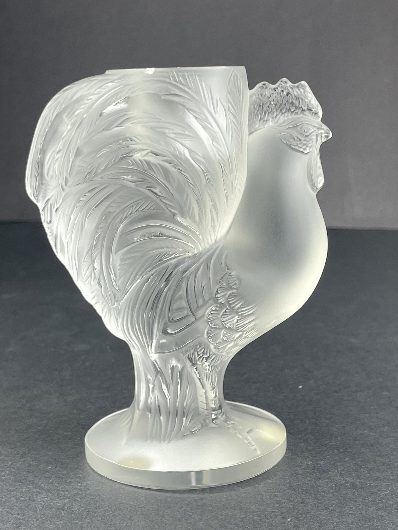 Lalique France candlestick in frosty glass. (1 of 8)