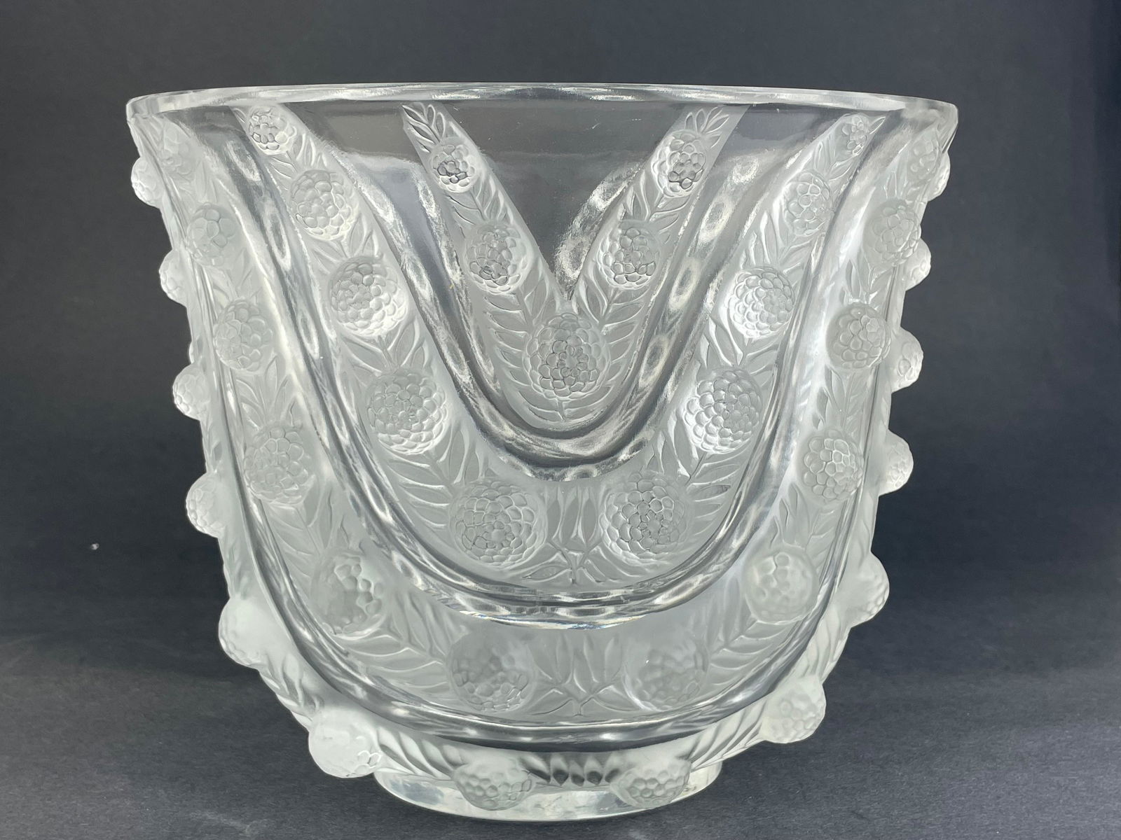 Rene Lalique (French, 1860-1954). "Vichy" vase. (1 of 6)