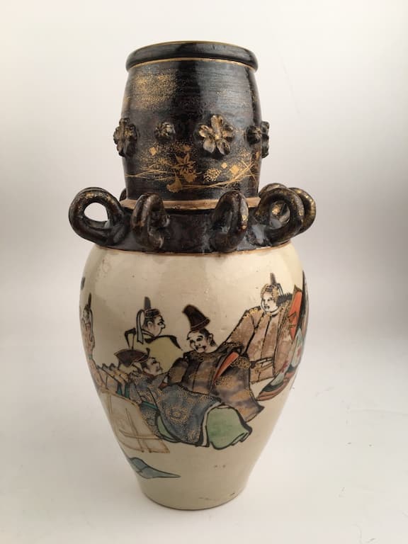 Circa 1900 Japanese Satsuma vase with ten rings (1 of 6)