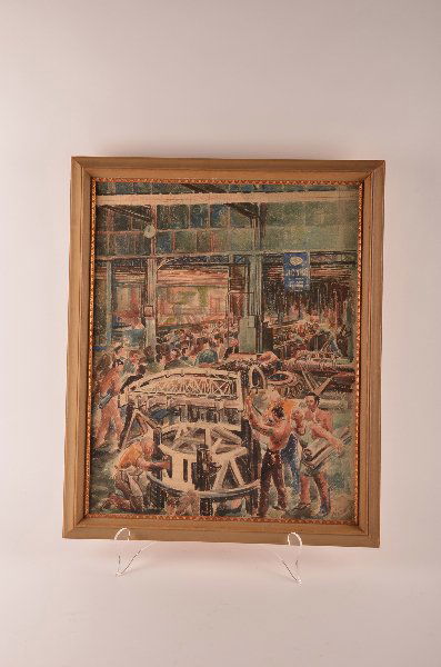 Reginald Marsh, American 1898-1954, Scene of Americ: Reginald Marsh, American 1898-1954, Scene of American Life - Factory Workers, watercolor on paper, signed and dated lower right: Marsh '37. Sight size: 19 ½" x 15 ½" Framed.