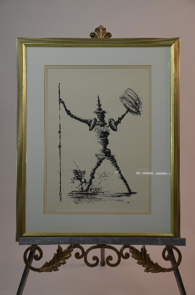 Salvador Dali, Spanish 1904-1989, Don Quixote, lim: Salvador Dali, Spanish 1904-1989, Don Quixote, limited edition lithograph, signed in the plate and pencil numbered in the margin: 966/100. Sight size: 19 ½" x 13 ¾" Framed.
