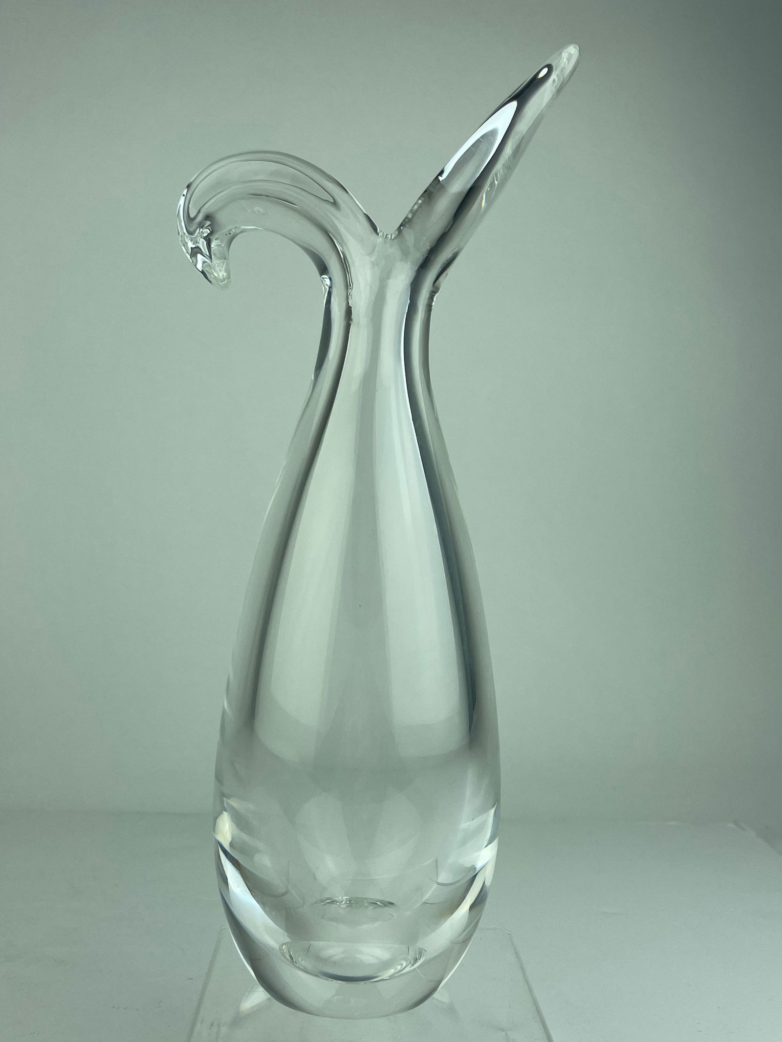 Steuben Crystal Sheared Rim Crystal Vase.The top was sliced downward, then The t (1 of 5)