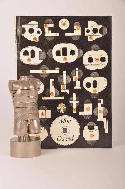 Miguel Berrocal, Colombian 1933-2006, Mini David,: Miguel Berrocal, Colombian 1933-2006, Mini David, nickel plated puzzle sculpture, signed and numbered: Berrocal 9077. H: 5 ½"