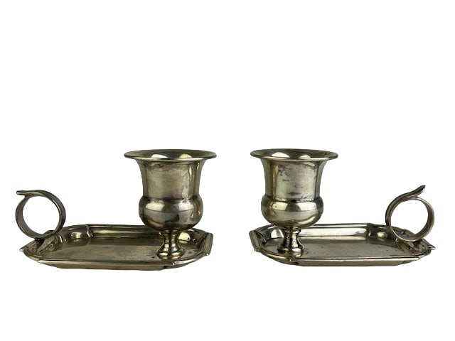 Sterling silver pair of antique chambersticks attached to a 3 inch x 4 inch reta (1 of 6)