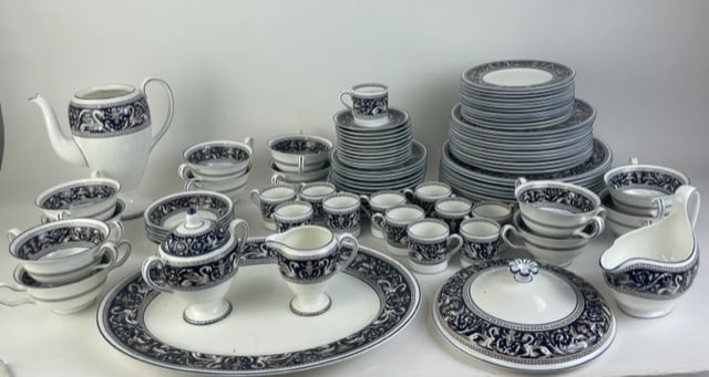 Wedgewood porcelain in the "Florentine W 1956" pattern. (1 of 8)