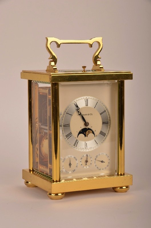 Tiffany Carriage Regulator Clock Repeater Moonphase Day: Tiffany Carriage Regulator Clock Repeater Moonphase Day Date Alarm 8 Day Strike. Retailed by the famous Tiffany and Company of New York, this beautiful exquisite complex Corniche Grande Gorge 8 Day St