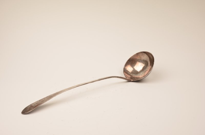 American Coin Silver ladle mark for William Garret Forb: American Coin Silver ladle mark for William Garret Forbes [1751-1840], worked 1773-1830 worked and engraved with monogram I C M and 1739. Length: 14 ½"